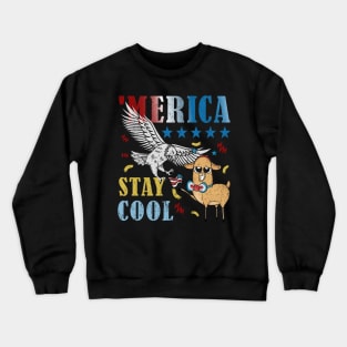 Merica Funny Eagle and Llama Stay Cool Crewneck Sweatshirt